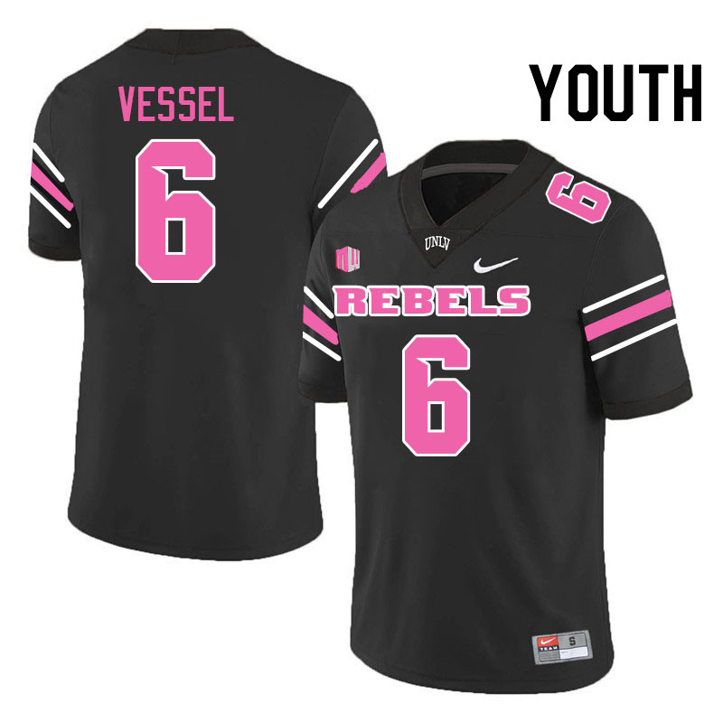 Youth #6 Jeremiah Vessel UNLV Rebels College Football Jerseys Stitched-Black